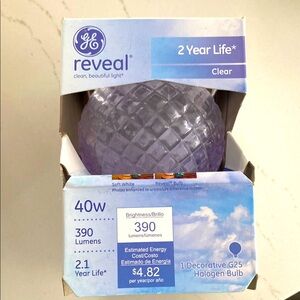 GE Reveal Decorative G25 Halogen Bulbs 5 in set.